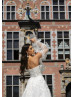 Beaded Ivory Lace Tulle Fairytale Wedding Dress With Detachable Sleeves